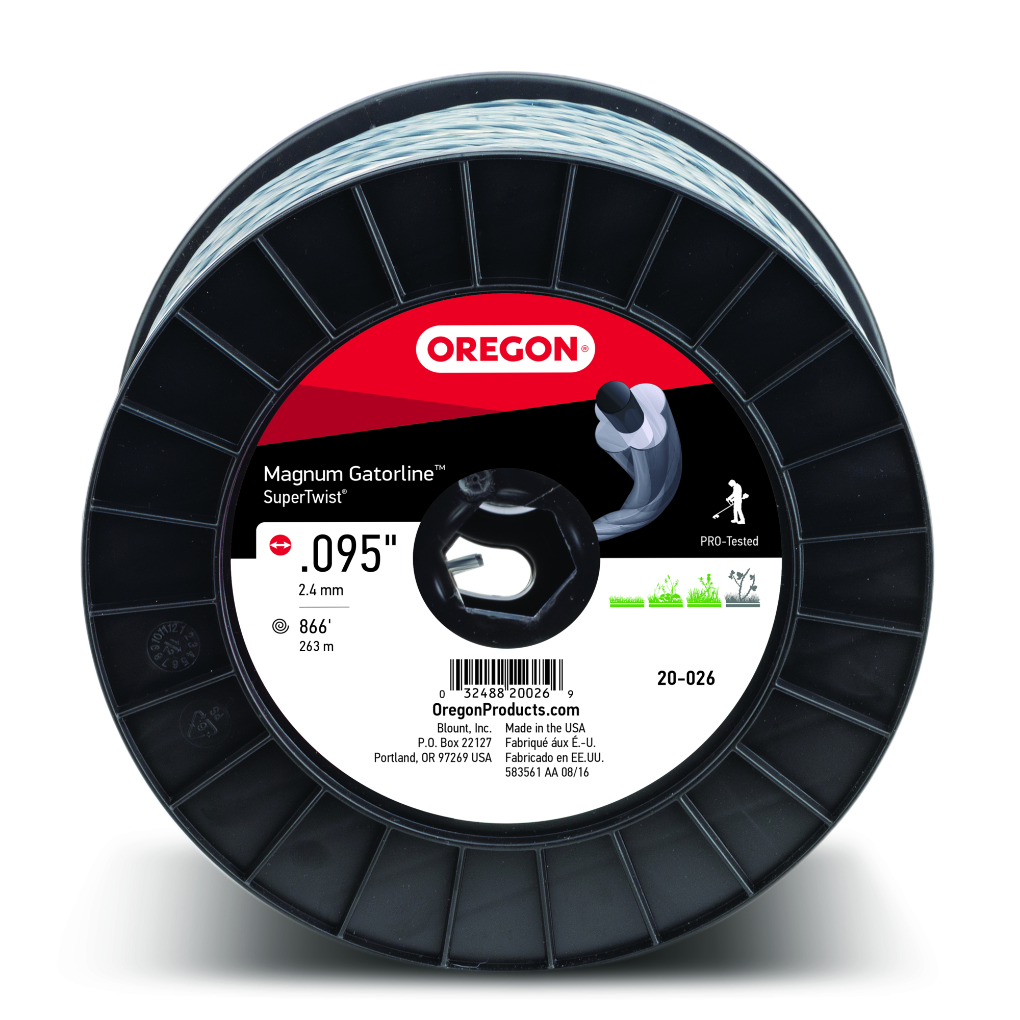 Oregon, SuperTwist Magnum Gatorline Trimmer Line, Line Diameter 0.095 in, Line Length 867 ft, Model# 20-026